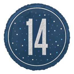 Folieballong 14 Blå/Sølv Prikkete