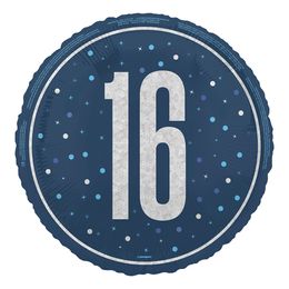 Folieballong 16 Blå/Silver