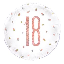 Folieballong 18 Vit/Roséguld Prickig