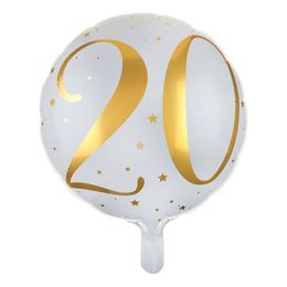 Folieballong 20 Vit/Guld