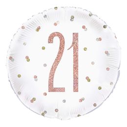 Folieballong 21 Vit/Roséguld Prickig