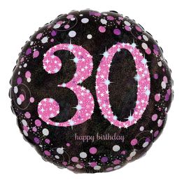 Folieballong 30 Happy Birthday Rosa Sparkling