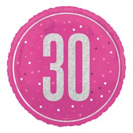 Folieballon 30 Lyserød/Sølv