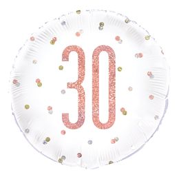 Folieballong 30 Hvit/Roségull Prikkete