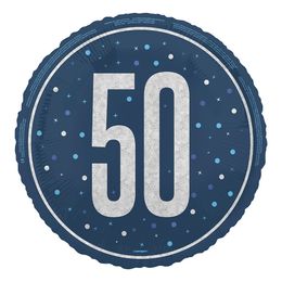 Folieballong 50 Blå/Silver