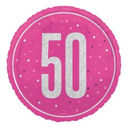 Folieballong 50 Rosa/Silver