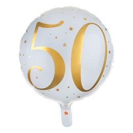 Folieballong 50 Vit/Guld