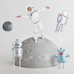 Bildspel - Folieballong Astronaut med Streamers