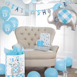 Bildspel - Folieballong Baby Shower Blå Elefant