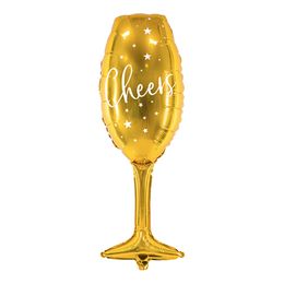 Folieballon Cheers Champagneglas Guld