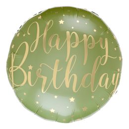 Folieballong Happy Birthday Grön/Guld