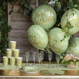 Bildspel - Folieballong Happy Birthday Grön/Guld