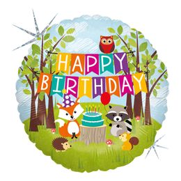 Folioilmapallo Happy Birthday Metsän eläimet