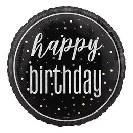 Folieballong Happy Birthday Svart/Silver