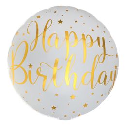 Folieballong Happy Birthday Vit/Guld