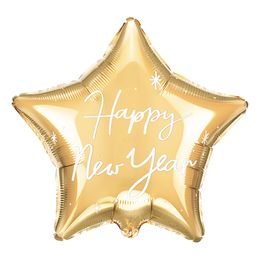 Folieballon Happy New Year Guld Stjerne
