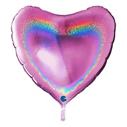 Folieballon Hjerte Glitter Pink Stor
