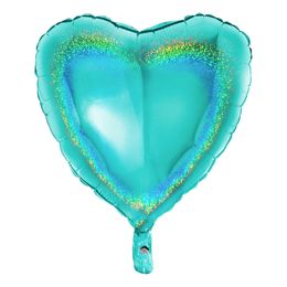 Folieballong Hjärta Glitter Turkos