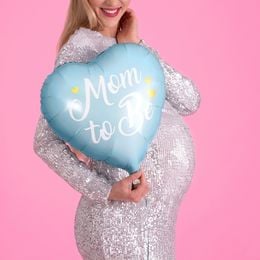 Bildspel - Folieballong Hjärta Mom to Be Blå