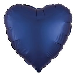 Folieballon Hjerte Mørkeblå Satin Luxe