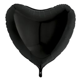 Folieballong Hjärta Stort Svart
