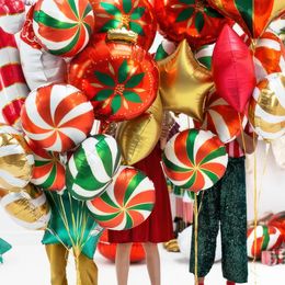 Diaesitys - Folioilmapallo Piparminttukaramelli Valkoinen/Punainen