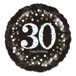 Folieballong Rund Sparkling Birthday 30