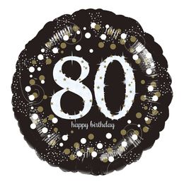 Folieballong Rund Sparkling Birthday 80