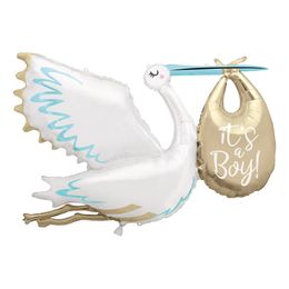 Folieballong Stork Its a Boy Blå