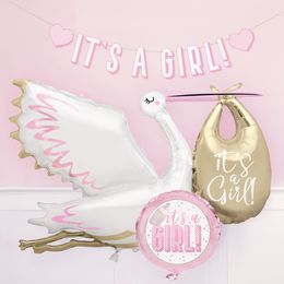 Bildspel - Folieballong Stork It's a Girl Rosa