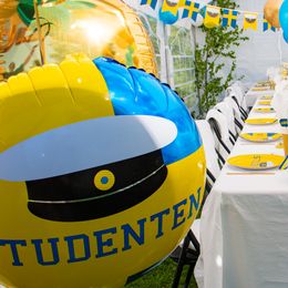 Lysbildefremvisning - Folieballong Studenten Blå/Gul