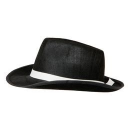 Gangsterhatt Svart med Hvitt Bånd