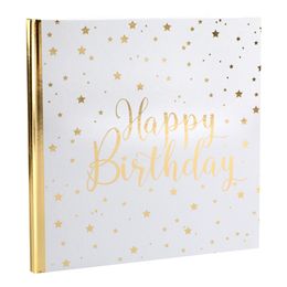 Gästbok Happy Birthday Vit/Guld