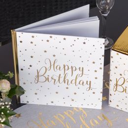 Bildspel - Gästbok Happy Birthday Vit/Guld
