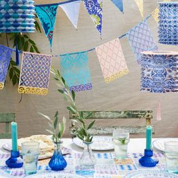 Lysbildefremvisning - Girlander Blå Mosaikk