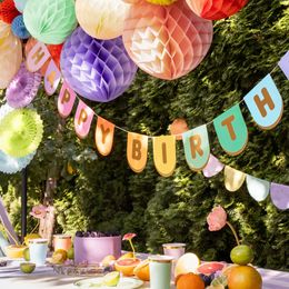 Bildspel - Girlang Happy Birthday Flerfärgad