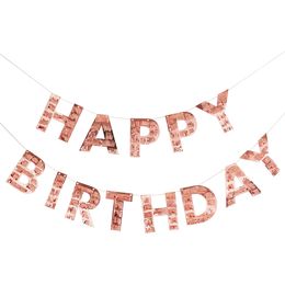 Girlang Happy Birthday Fringe Roséguld