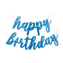 Girlander Happy Birthday Blå Glitrende