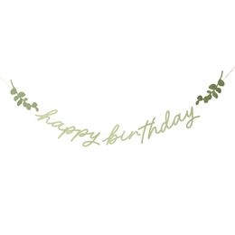 Girlang Happy Birthday Gröna Löv Botanic