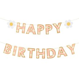 Guirlande Happy Birthday med Blomster