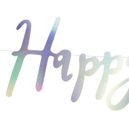 Bildspel - Girlang Happy Birthday Regnbågsskimrande