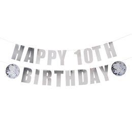 Bildspel - Girlang Happy Birthday Silver Disco Personlig