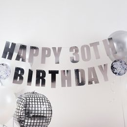 Bildspel - Girlang Happy Birthday Silver Disco Personlig
