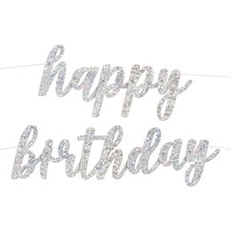 Viirinauha Happy Birthday Hopeanhohtoinen