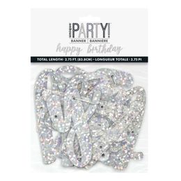 Diaesitys - Viirinauha Happy Birthday Hopeanhohtoinen