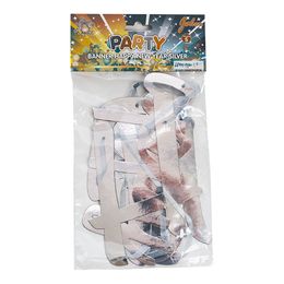 Bildspel - Girlang Happy New Year Silver Metallic