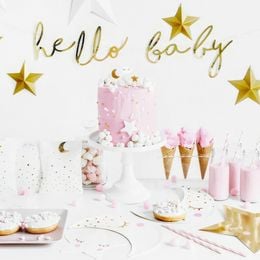 Bildspel - Girlang Hello Baby Guld Metallic
