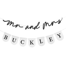 Girlang Mr and Mrs med Bokstäver Svart/Vit