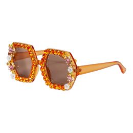 Briller Flowers med perler oransje