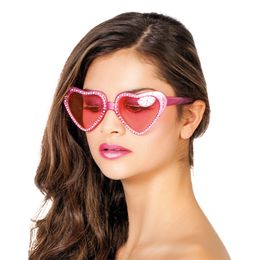 Bildspel - Glasögon Rosa Hjärtan med Strass